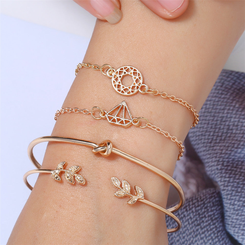 European Charm Leaf Bracelet Set with Vienna Verve Style