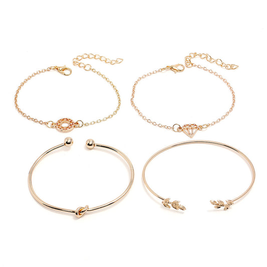 European Charm Leaf Bracelet Set with Vienna Verve Style