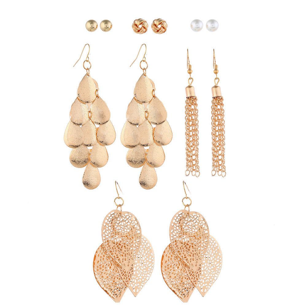 Enchanting Vienna Verve 6-Piece Leaf & Pearl Earring Set