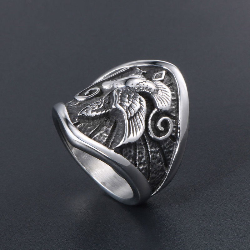 Vintage Personalized Eagle Ring for Men - Unique Titanium Steel Jewelry