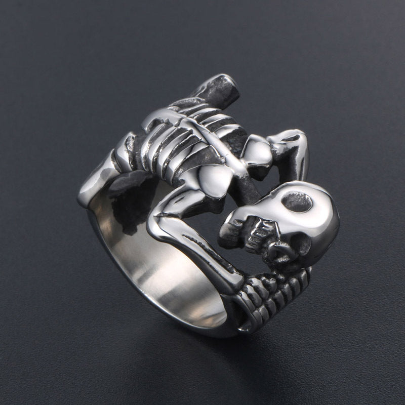 Titanium Steel Skull Ring for Men - Trendy Hip-Hop Fashion Accessory, Wholesale Jewelry