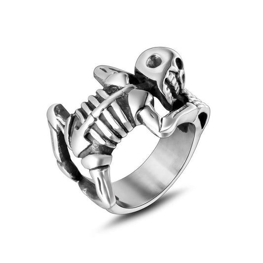 Titanium Steel Skull Ring for Men - Trendy Hip-Hop Fashion Accessory, Wholesale Jewelry