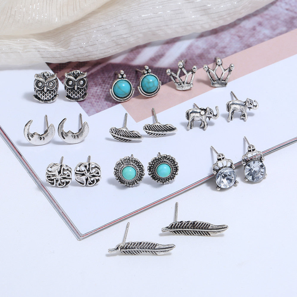 Earthy Boho Charm 10-Piece Earring Collection