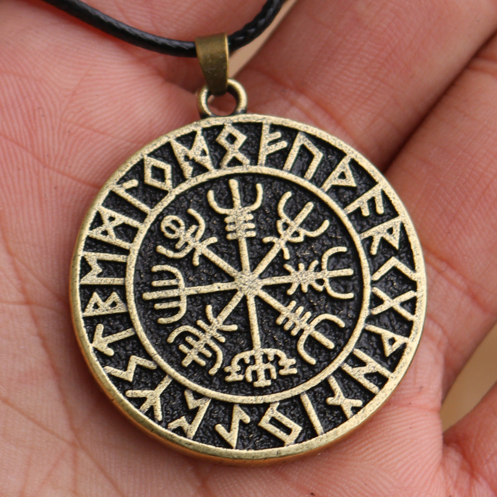 Viking Compass Metal Pendant Necklace for Men - Norse Legacy Design