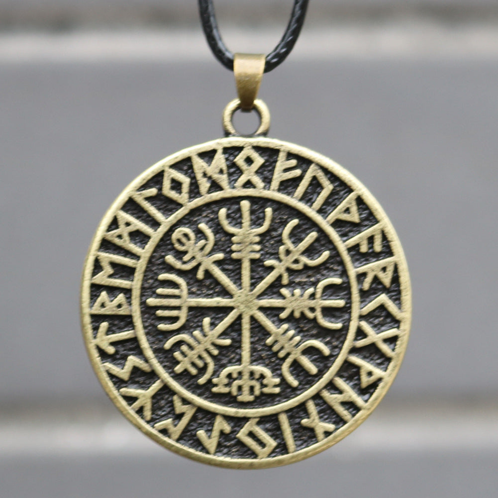 Viking Compass Metal Pendant Necklace for Men - Norse Legacy Design