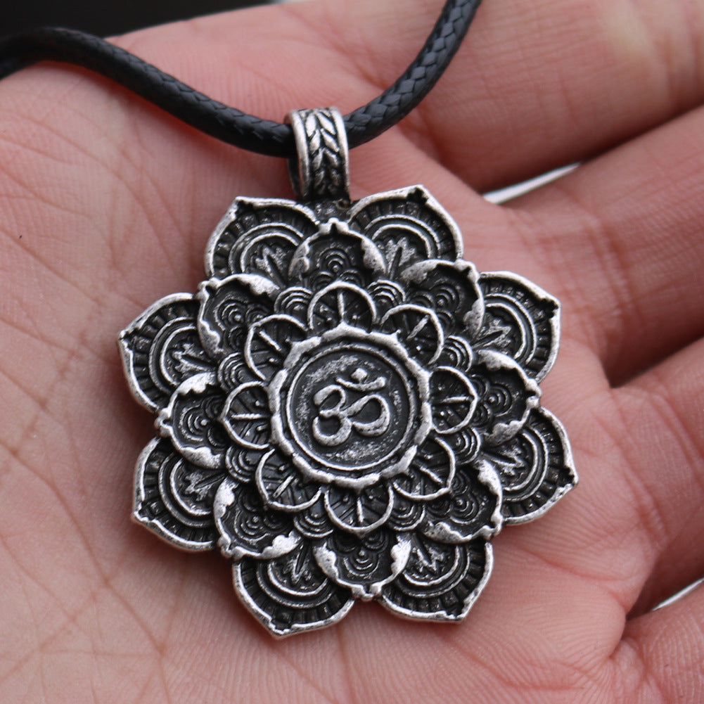 Mystical Norse Legacy Mandala Lotus Necklace for Men