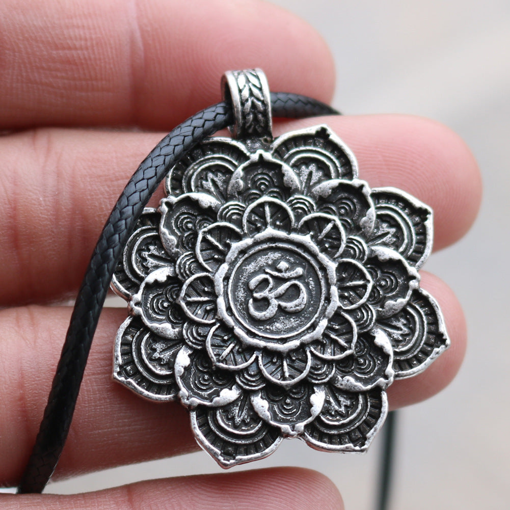 Mystical Norse Legacy Mandala Lotus Necklace for Men