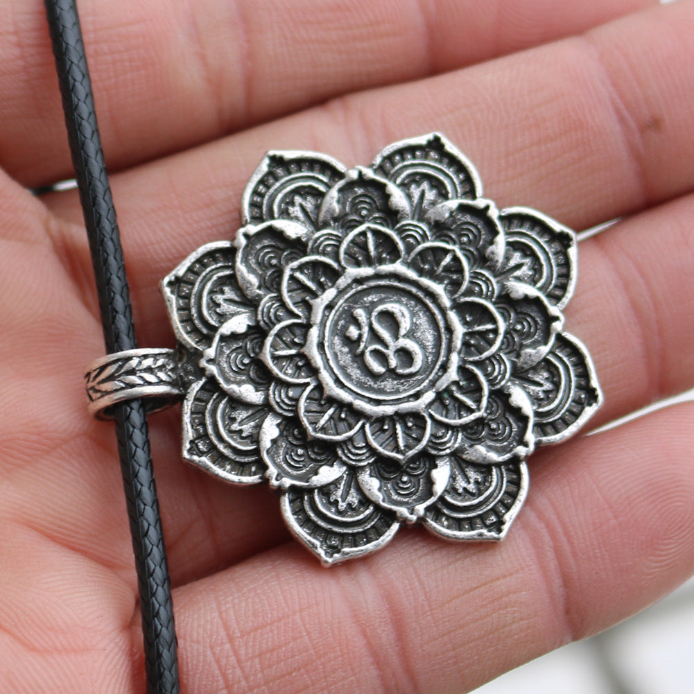 Mystical Norse Legacy Mandala Lotus Necklace for Men