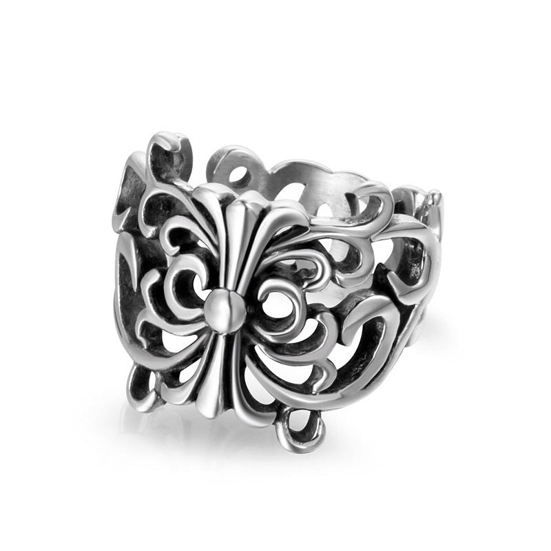 Vintage-Inspired Titanium Steel Butterfly Ring, Customizable Unisex Jewelry