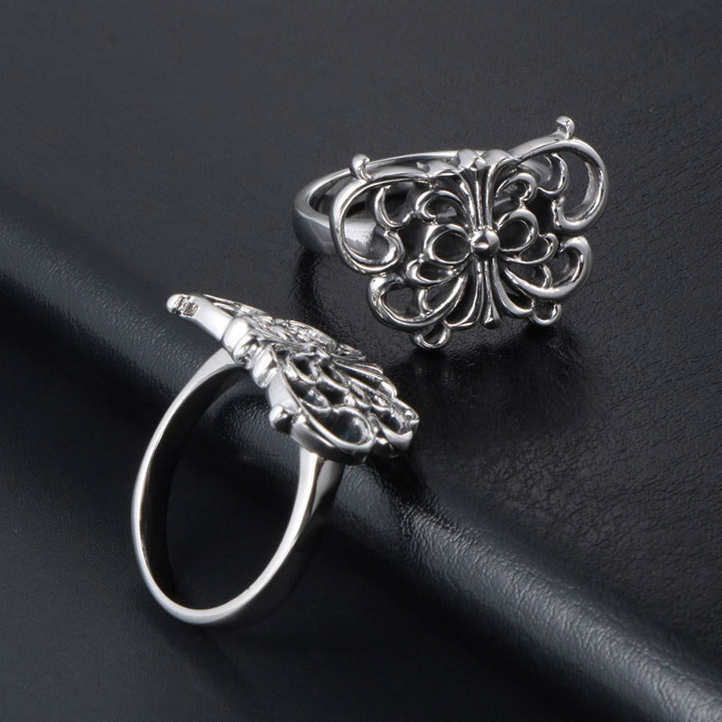 Vintage Mori Butterfly Titanium Steel Ring for Trendy Girls, Adorable Animal Jewelry