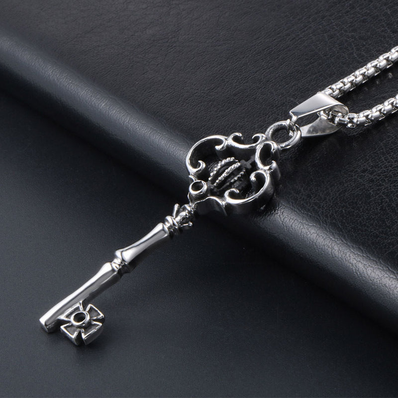 Punk Gothic Crown Titanium Steel Pendant Necklace for Men and Women