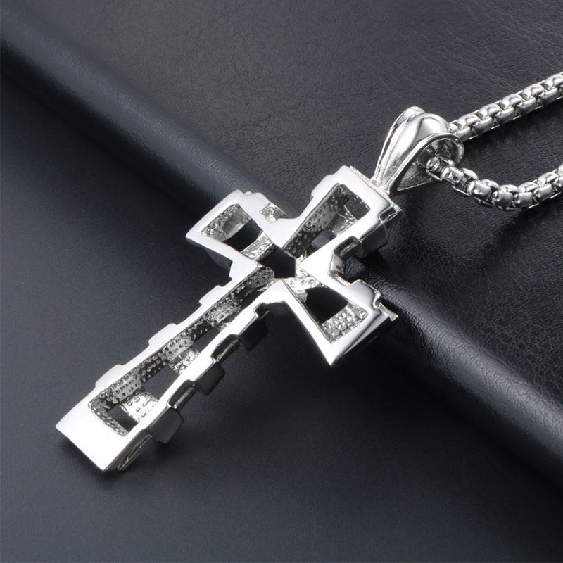 Trendy Titanium Steel Cross Pendant Necklace for Men - Personalized Wholesale Jewelry