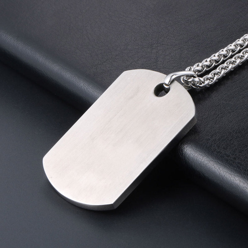 Personalized Titanium Steel Military Necklace for Men with Pebble Pendant - Stylish Fashion Accessory