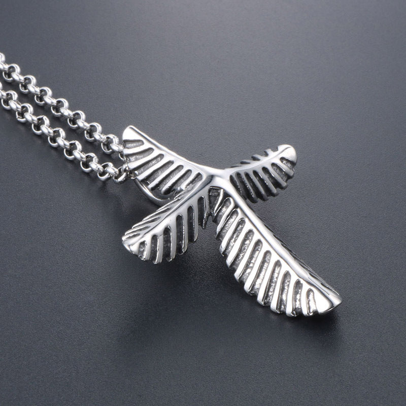 Titanium Steel Vintage Leaf Pendant Necklace for Men and Women - Stylish Sweater Chain Accessories