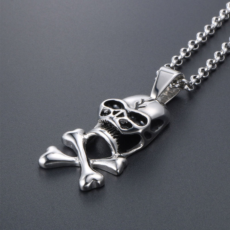 Personalized Titanium Steel Skull Pendant Necklace - Edgy Unisex Punk Jewelry