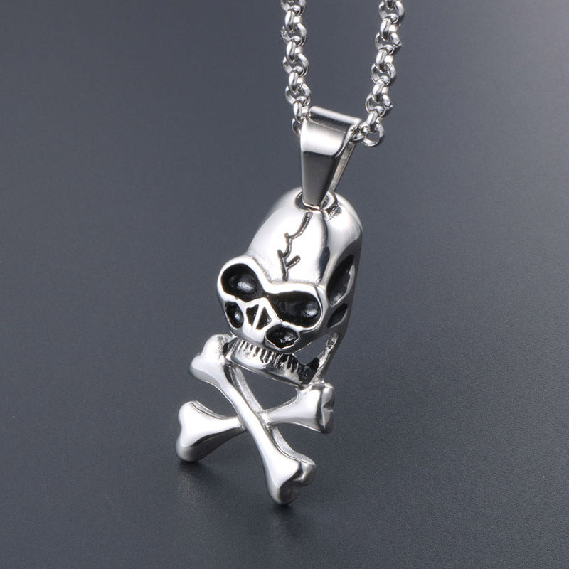 Personalized Titanium Steel Skull Pendant Necklace - Edgy Unisex Punk Jewelry