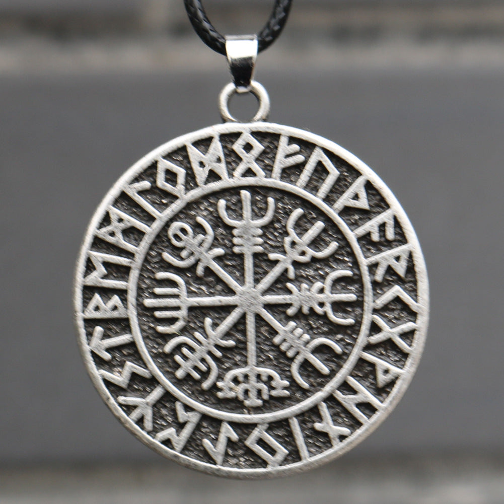 Viking Compass Metal Pendant Necklace for Men - Norse Legacy Design