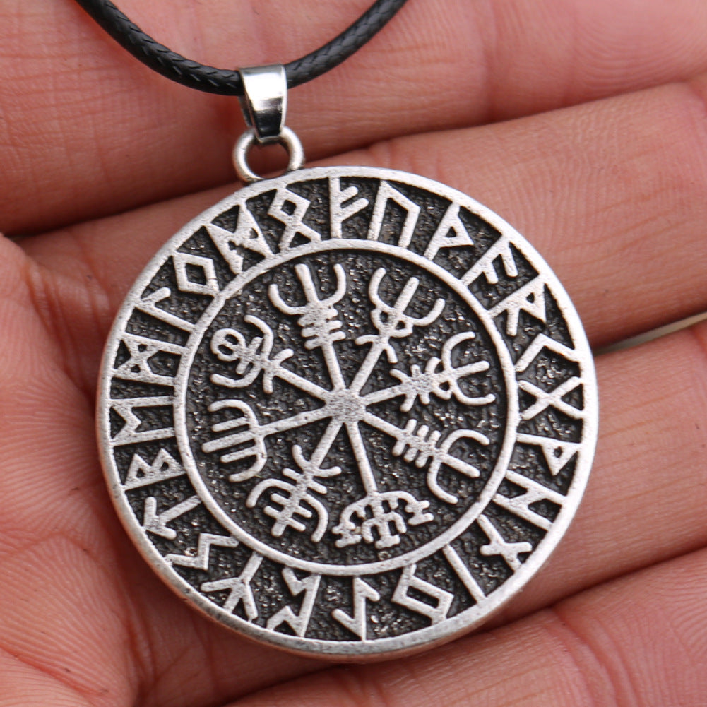 Viking Compass Metal Pendant Necklace for Men - Norse Legacy Design