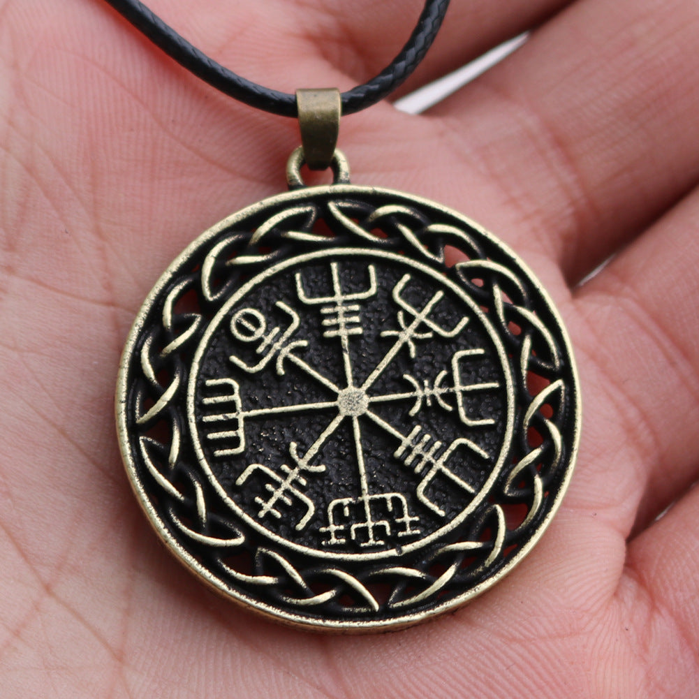 Viking Compass Metal Pendant Necklace for Men - Norse Legacy Design