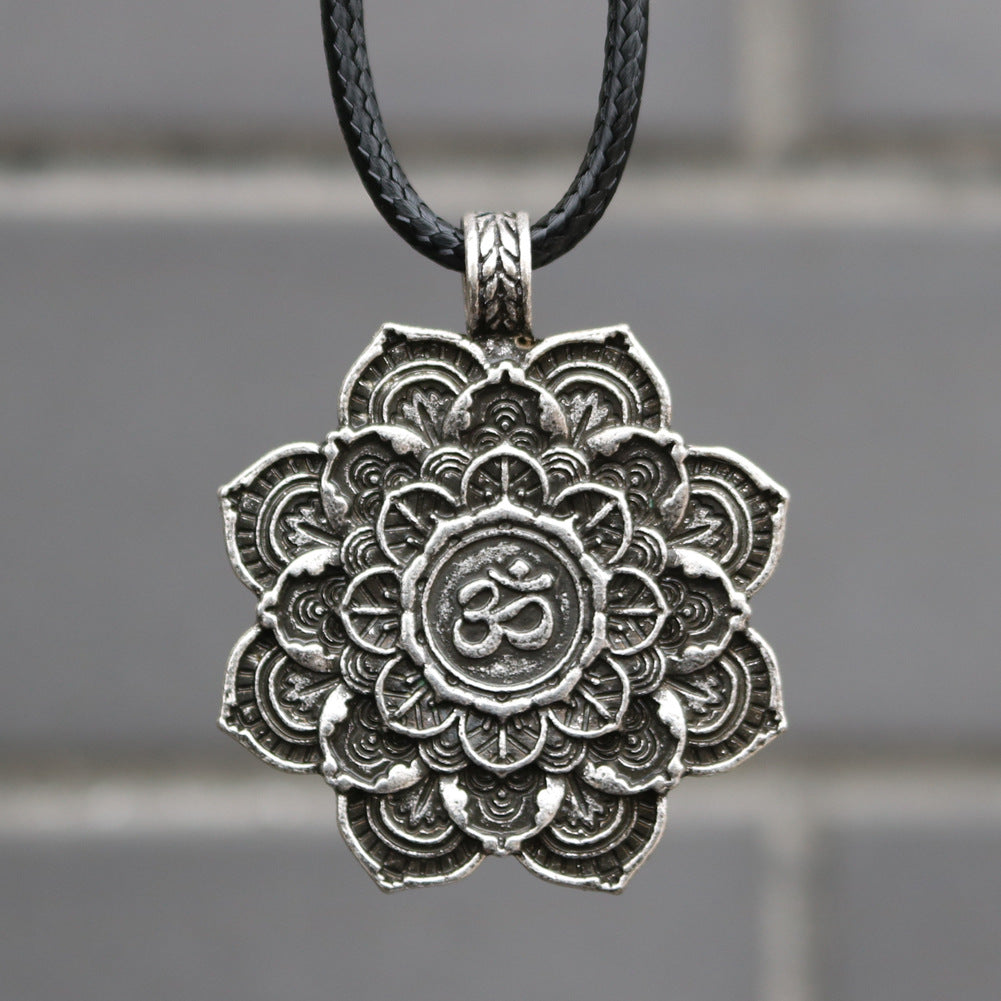 Mystical Norse Legacy Mandala Lotus Necklace for Men