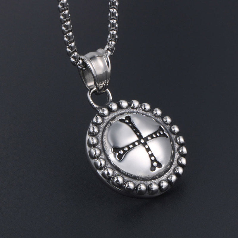 Vintage Gothic Cross Pendant Necklace for Men - Wholesale Titanium Steel Elegance