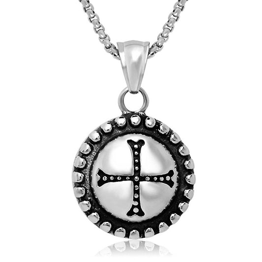 Vintage Gothic Cross Pendant Necklace for Men - Wholesale Titanium Steel Elegance