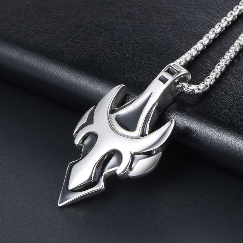 Bold Titanium Steel Wolf & Tiger Tooth Pendant Necklace for Unisex Style