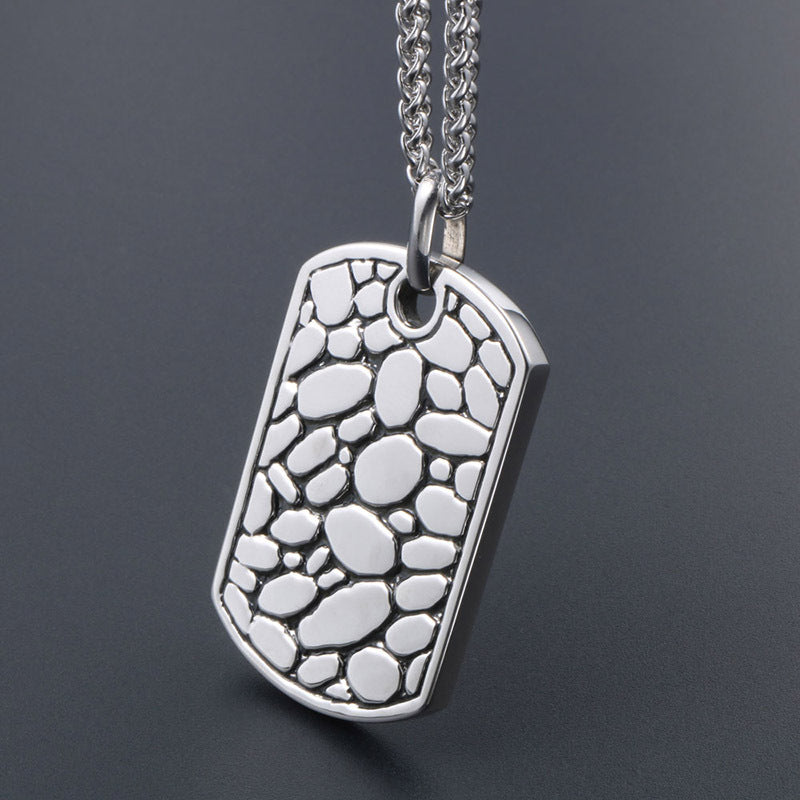 Personalized Titanium Steel Military Necklace for Men with Pebble Pendant - Stylish Fashion Accessory