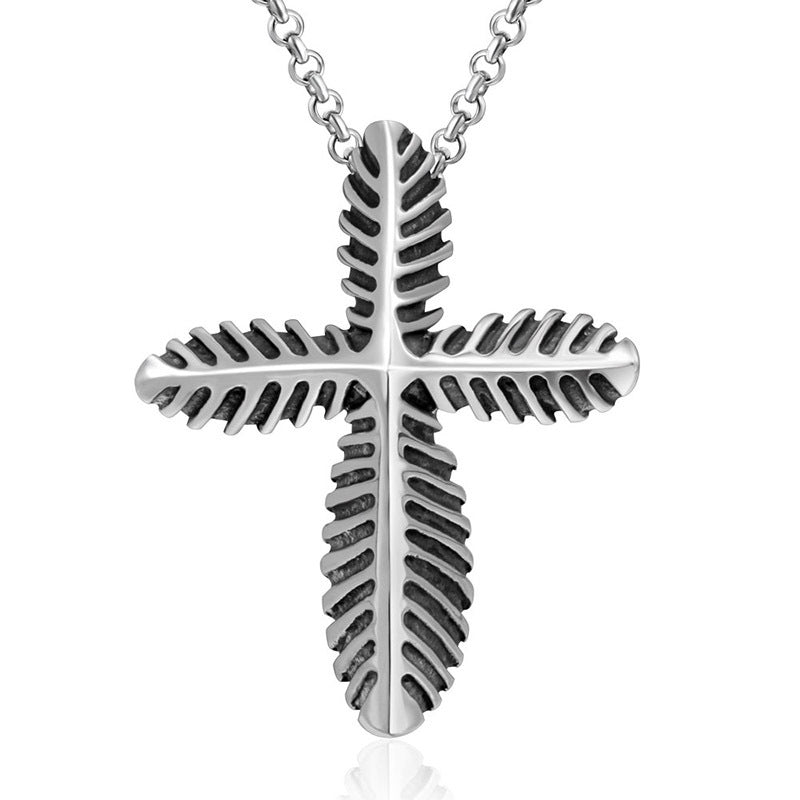 Titanium Steel Vintage Leaf Pendant Necklace for Men and Women - Stylish Sweater Chain Accessories