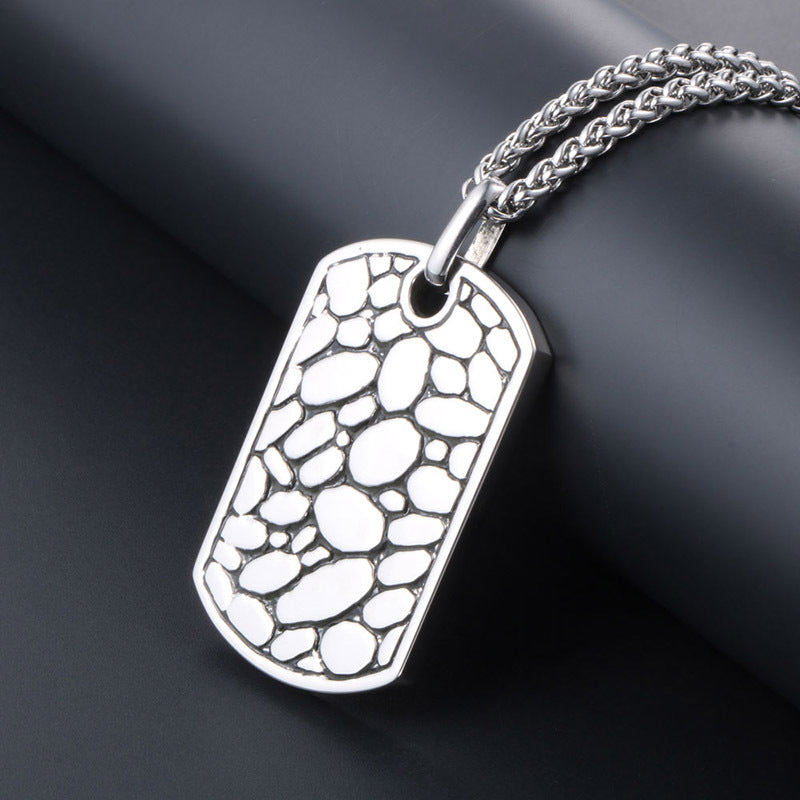 Personalized Titanium Steel Military Necklace for Men with Pebble Pendant - Stylish Fashion Accessory