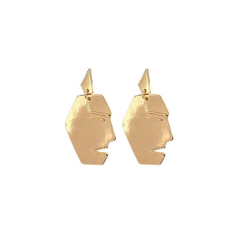 Exaggerated Abstract Portrait Alloy Earrings with a Touch of Creativity