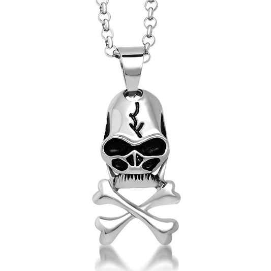 Personalized Titanium Steel Skull Pendant Necklace - Edgy Unisex Punk Jewelry