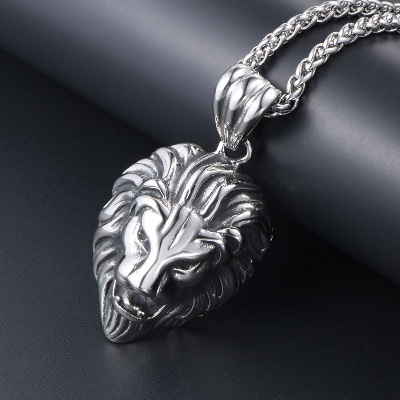 Majestic Retro Lion Head Pendant Necklace for Men - Trendy Fashion Statement in Durable Titanium Steel