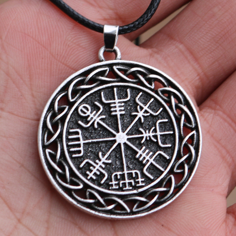 Viking Compass Metal Pendant Necklace for Men - Norse Legacy Design