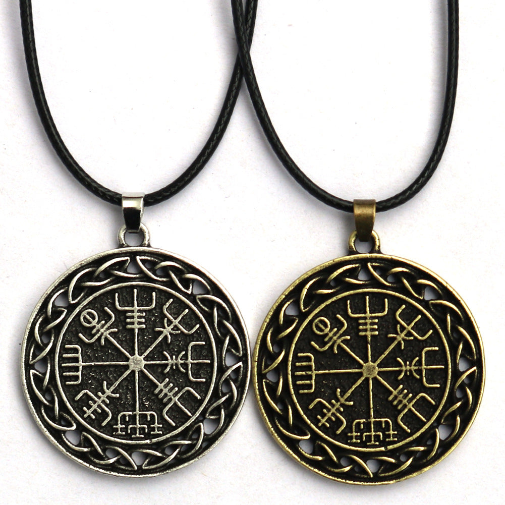 Viking Compass Metal Pendant Necklace for Men - Norse Legacy Design