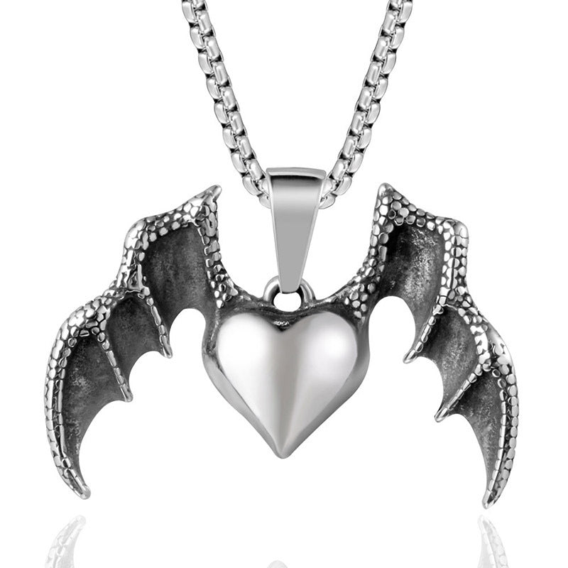 Personalized Titanium Steel Love Wing Pendant Necklace for Urban Fashion and Nightlife