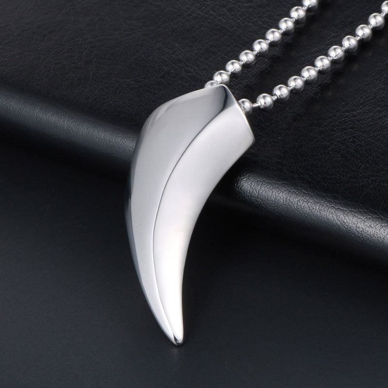 Customizable Titanium Steel Wolf Tooth Pendant Necklace - Stylish Unisex Jewelry for Every Occasion