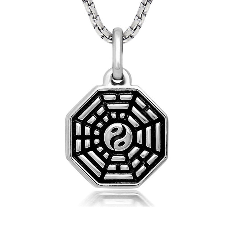 Stylish Bagua Array Titanium Steel Pendant Necklace for Trendy Individuals