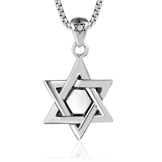 Customizable Retro Star Hexagon Pendant in Durable Titanium Steel - Unisex Nightlife Accessory