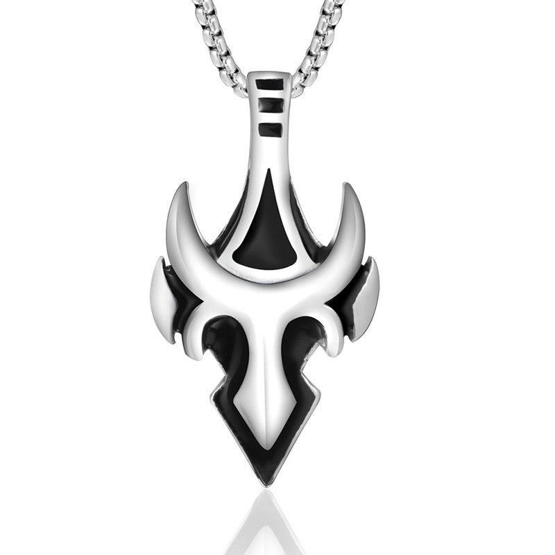 Bold Titanium Steel Wolf & Tiger Tooth Pendant Necklace for Unisex Style