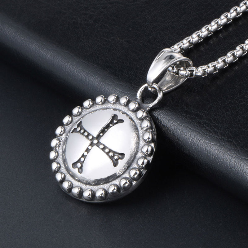 Vintage Gothic Cross Pendant Necklace for Men - Wholesale Titanium Steel Elegance