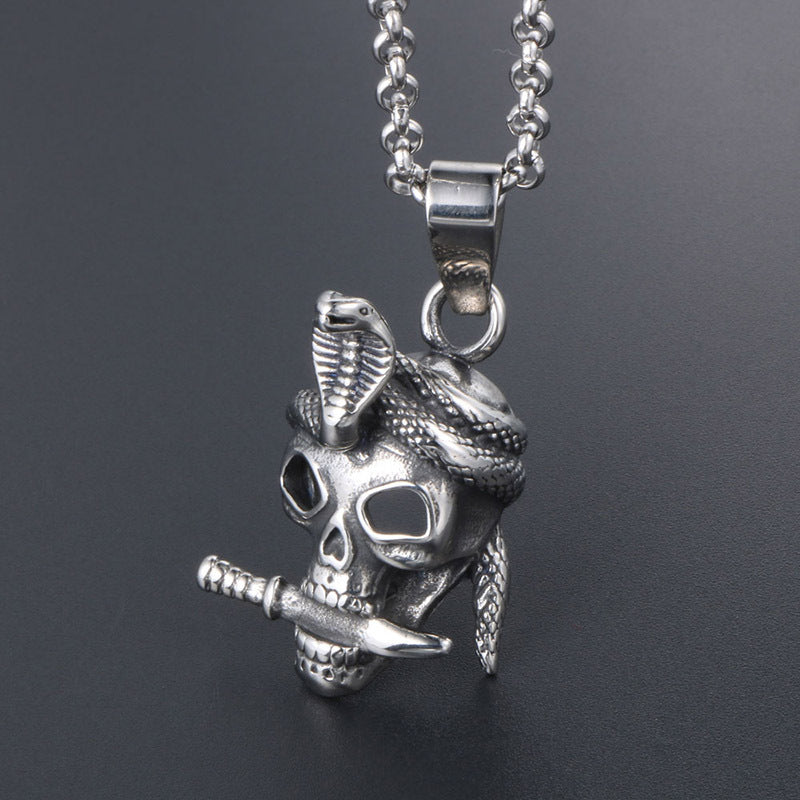 Titanium Steel Skull Pendant Necklace for Men - Edgy Punk Rock Accessory