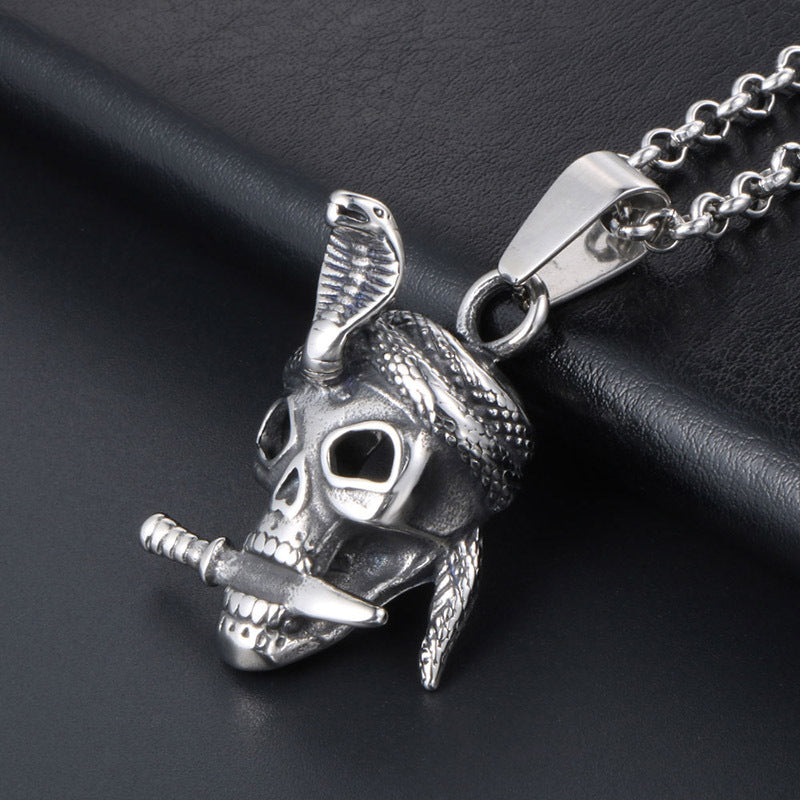 Titanium Steel Skull Pendant Necklace for Men - Edgy Punk Rock Accessory