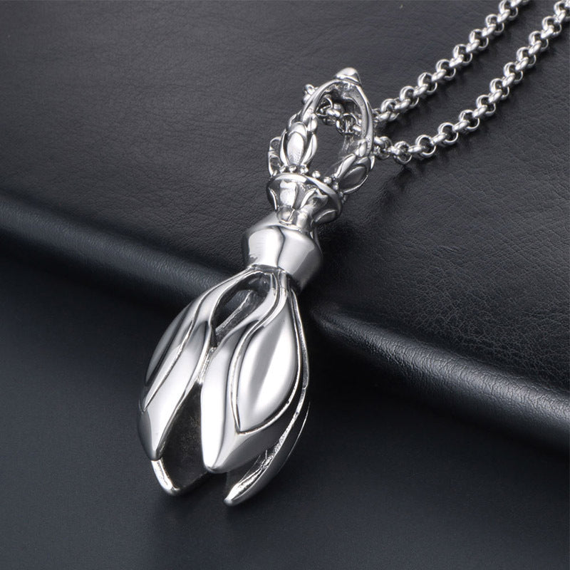 Retro Lotus Pendant Necklace in Titanium Steel for Men - Stylish Accessory for Nightlife and Events