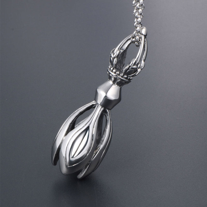 Retro Lotus Pendant Necklace in Titanium Steel for Men - Stylish Accessory for Nightlife and Events