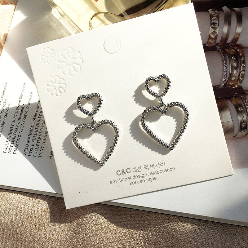 Sweet Peach Heart Earrings - Elegant Metal Alloy Fashion Accessory