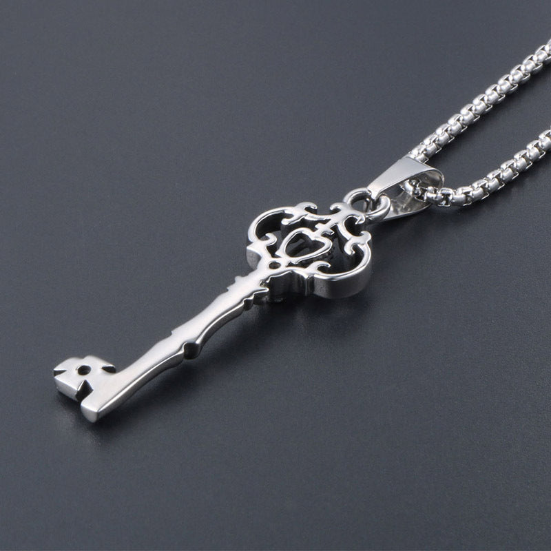 Punk Gothic Crown Titanium Steel Pendant Necklace for Men and Women