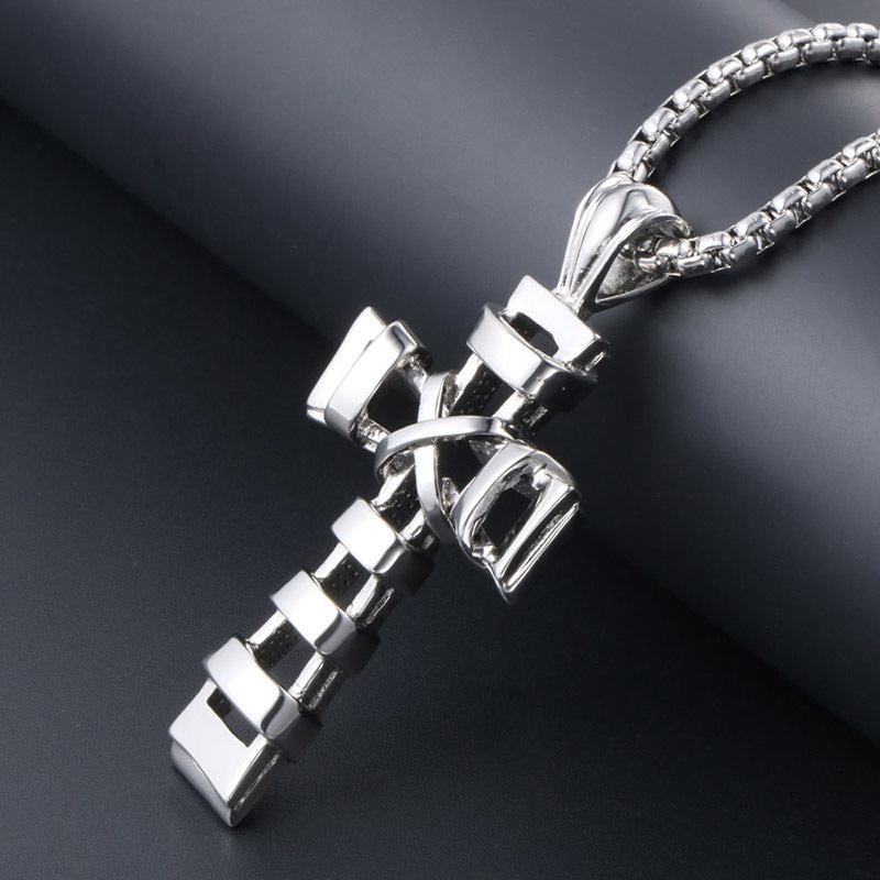 Trendy Titanium Steel Cross Pendant Necklace for Men - Personalized Wholesale Jewelry