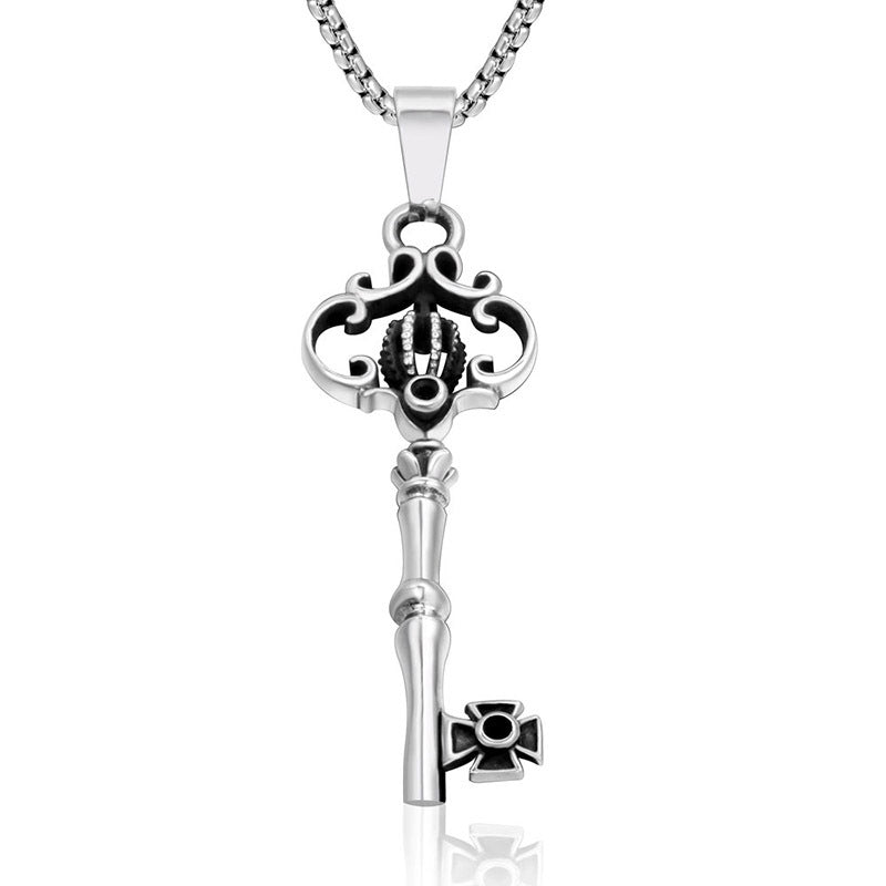 Punk Gothic Crown Titanium Steel Pendant Necklace for Men and Women