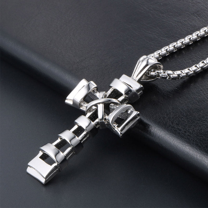 Trendy Titanium Steel Cross Pendant Necklace for Men - Personalized Wholesale Jewelry